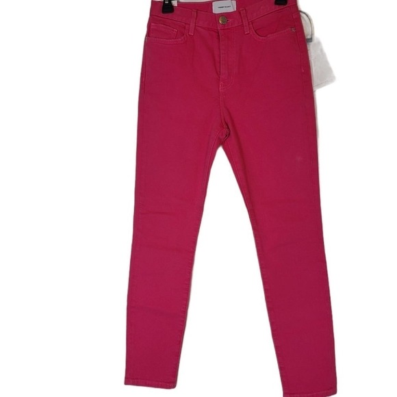 Current/Elliott The Ultra High Waist High Rise Hot Pink Skinny 26 NWT - Picture 6 of 9